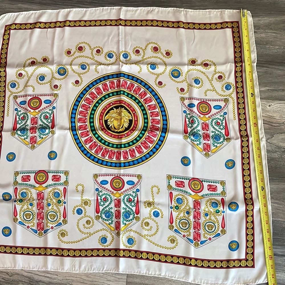 Vintage large multicolored Versace silk scarf